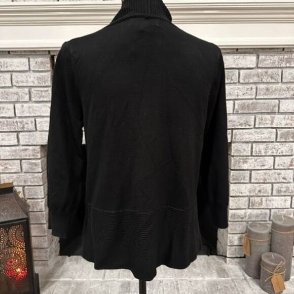 NWT Philosophy Open Cardigan Gold Zipper Medium Stretcb Ribbed Neutral Lagenlook - Picture 8 of 10